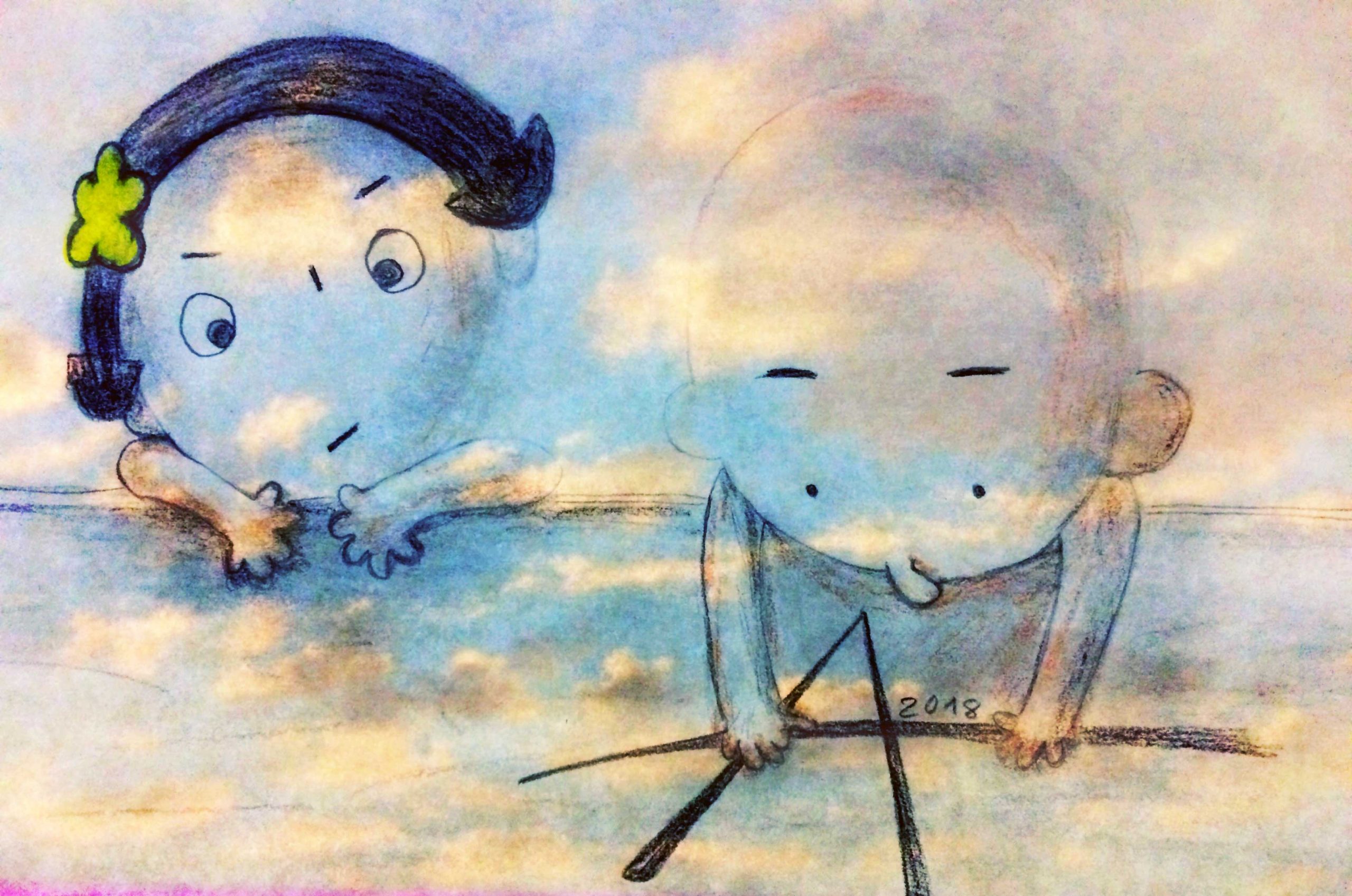 Fata care deseneaza zambete sincere